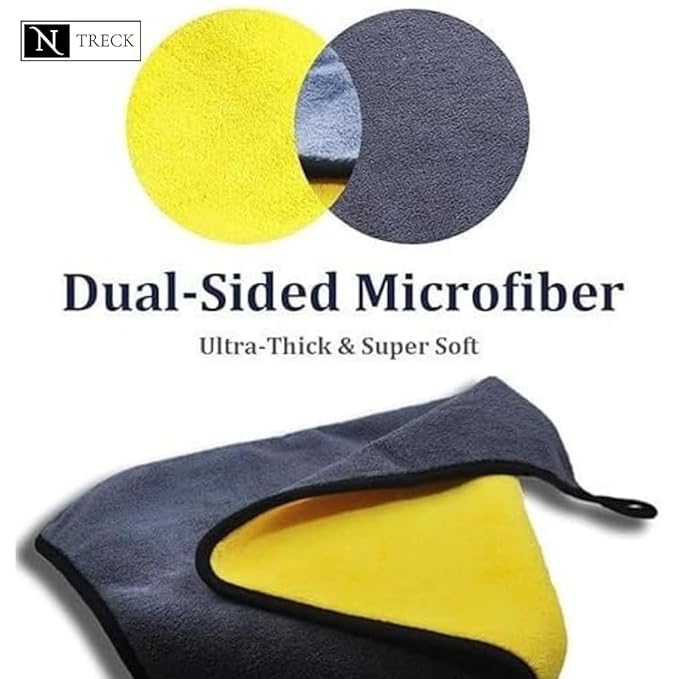 N Treck Heavy Microfiber Cloth for Car &amp; Bike Cleaning – 500 GSM , (Multi-Color)