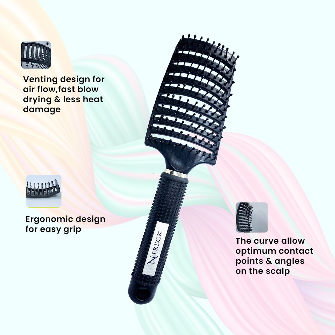 N Treck Venting Detangler Hair Scalp Massage Comb Hair Brush